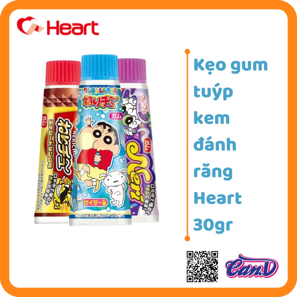 Kẹo gum tuýp kem đánh răng Heart 30gr