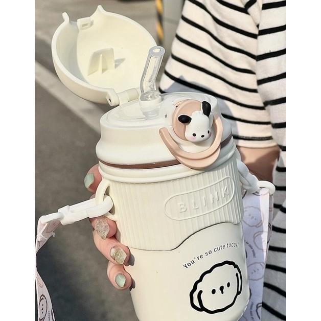 Bình giữ nhiệt dễ thương hình mặt gấu 480ml