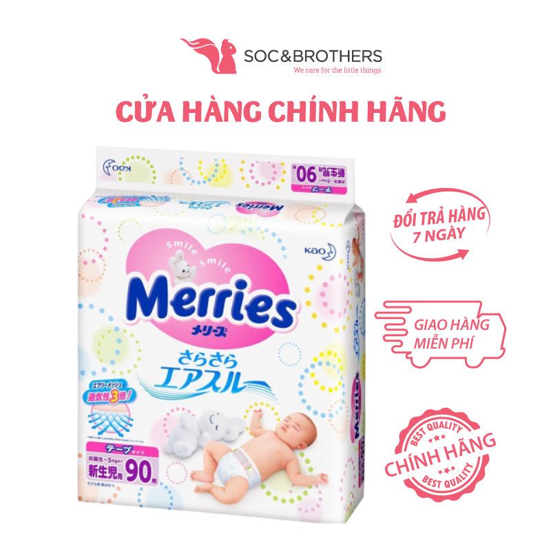 Bỉm Merries dán SS 90 (size newborn 90 miếng)