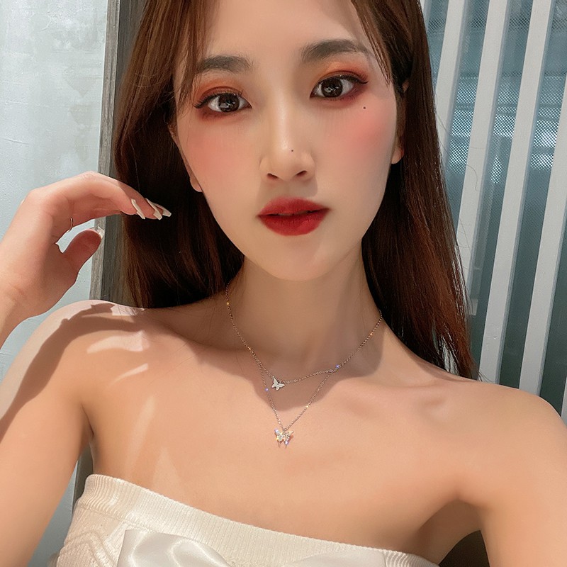 Vòng cổ 2 tầng bướm kép tiểu thư trong sáng VC124