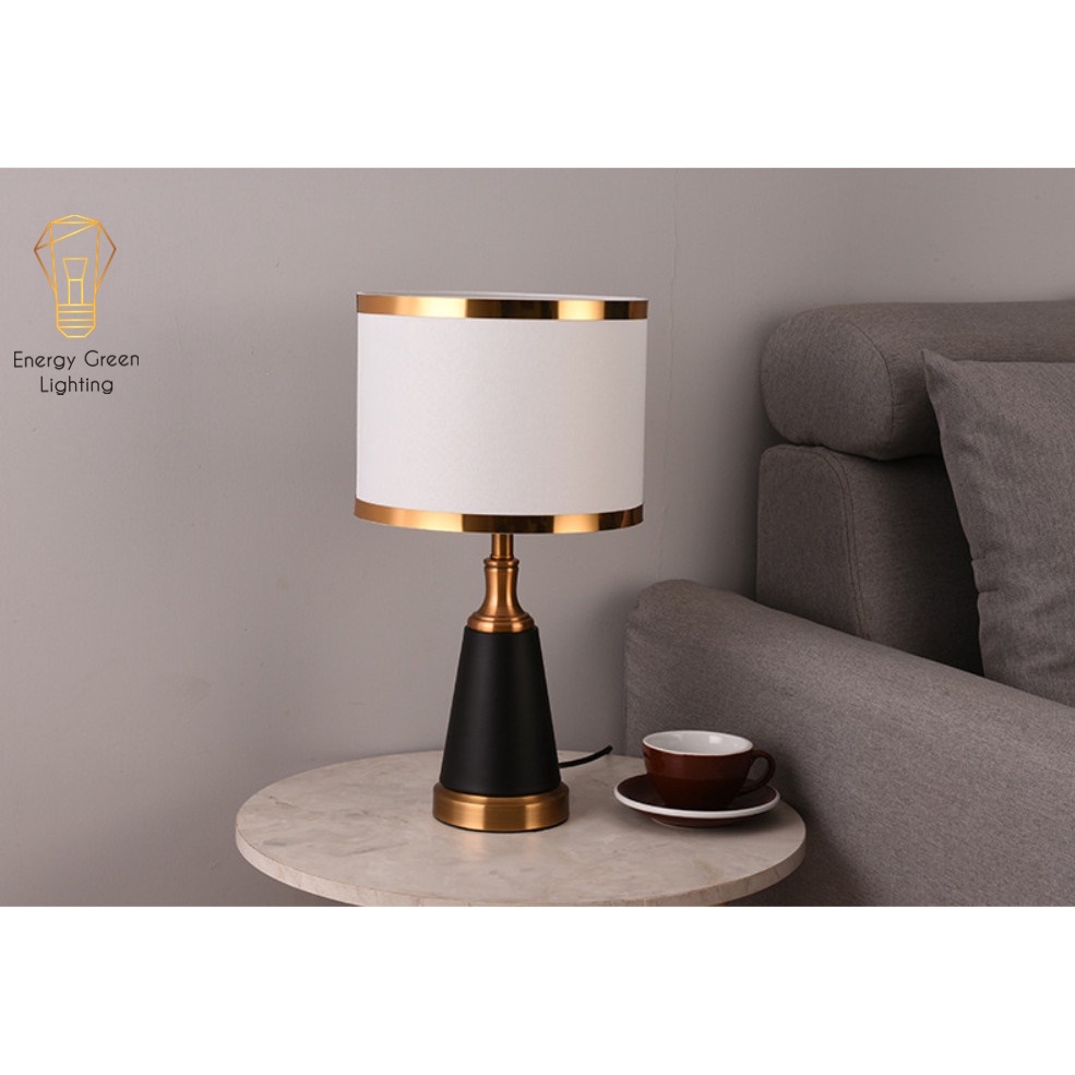 Đèn Ngủ Để Bàn Energy Green Lighting S3057 - Khung Kim Loại - Kiểu Dáng Cổ Điển Sang Trọng - Tặng Kèm Bóng Led