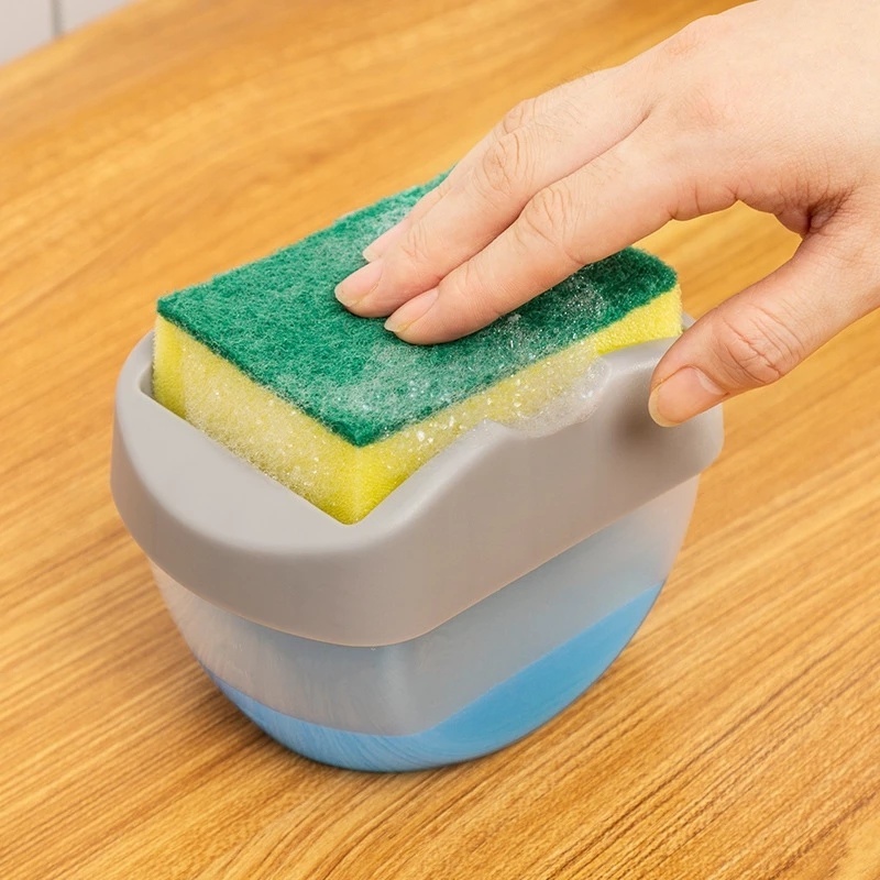 Set 2 Hộp Đựng Dung Dịch Rửa Chén Kèm Mút Rửa Chén Tiện Dụng Cho Nhà Bếp