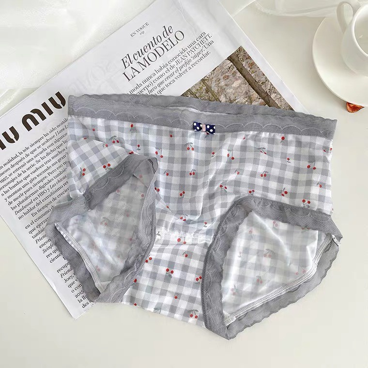 Set quần lót nữ thun lạnh điều hoà , combo 3 quần lót lụa mềm nhẹ hoạ tiết hoa quả dê thương