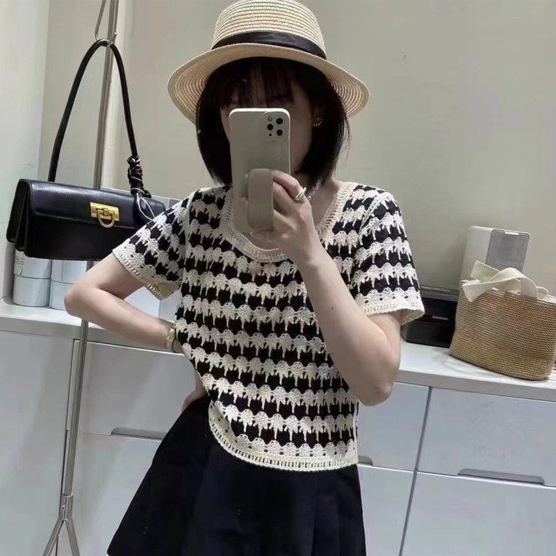 Áo Croptop Dệt Kim Cổ Chữ U Dáng Rộng Thời Trang Cho Nữ