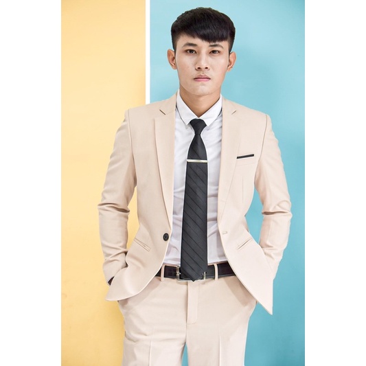 Xả kho áo vest nam giảm tới 70%. Áo vest chú rể, vest công sở, vest nam hàn quốc màu be sữa chất vải đẹp, k nhăn, k xù