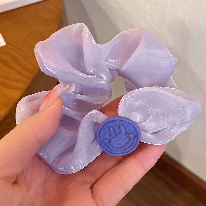 Dây Buộc Tóc Vải Lưới Bản Lớn Màu Xanh Dương / Tím Thời Trang Mùa Xuân Cho Nữ