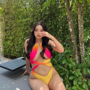 (Có sẵn) Bộ đồ bơi Bikini  một mảnh Âu Mỹ màu cam loang siêu đẹp kèm váy tôn dáng khoe eo sexy