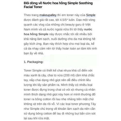 Nước hoa hồng Simple Kind to Skin Soothing Facial Toner | BigBuy360 - bigbuy360.vn