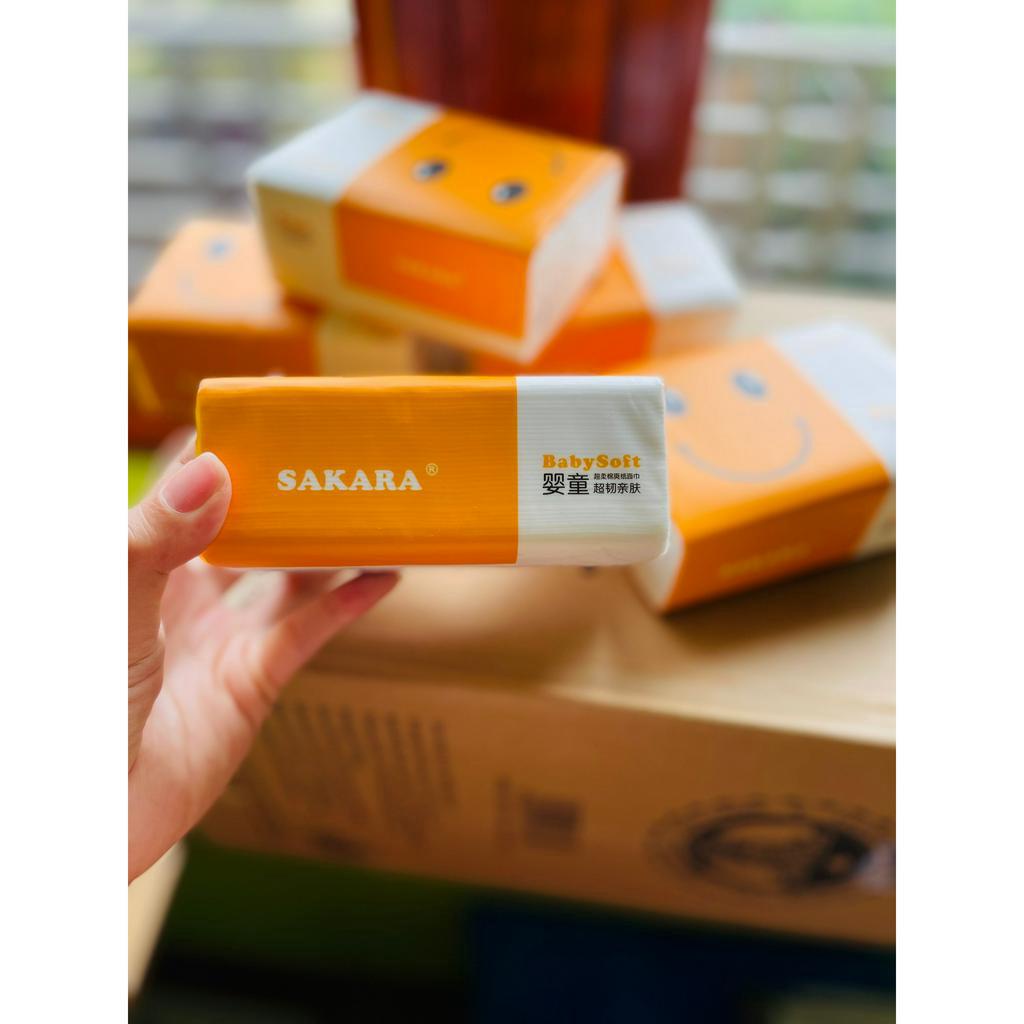[ĐẠT CHUẨN] Khăn giấy SAKARA, giấy ăn cao cấp, mềm dai không bụi