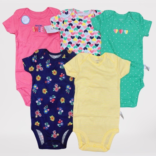 [Tách lẻ 1c] Body chip ngắn tay hàng xuất dư Car.ter cho bé gái 3-24m (nguyên set, nguyên túi)