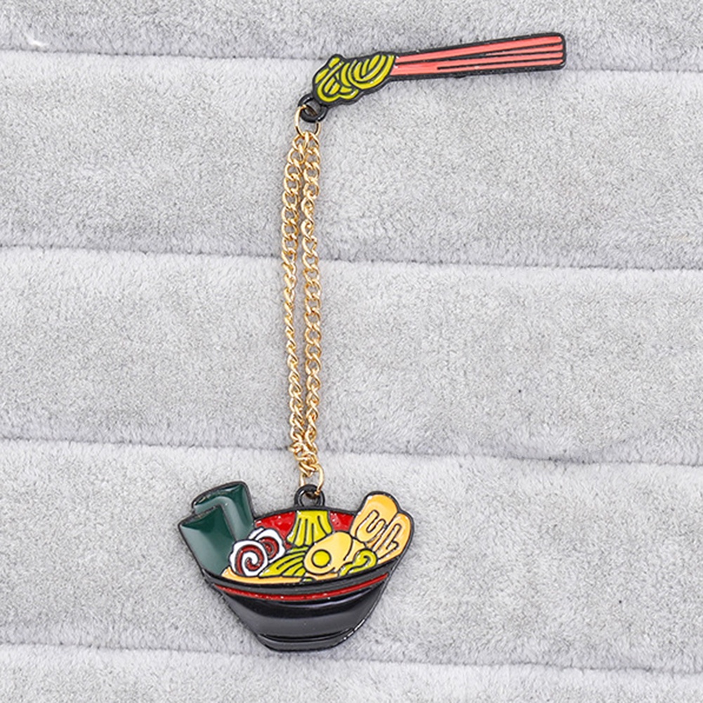 Trâm cài áo tráng men hình tô mì Nhật Bản phối dây chuỗi thời trang