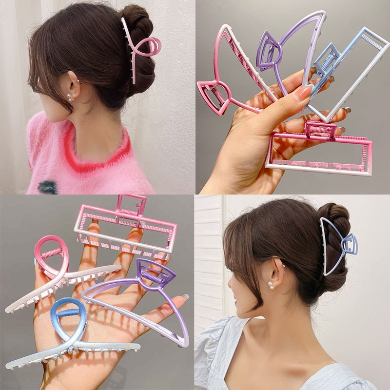 Kẹp Tóc Kim Loại Dài Màu Gradient Phong Cách Mới