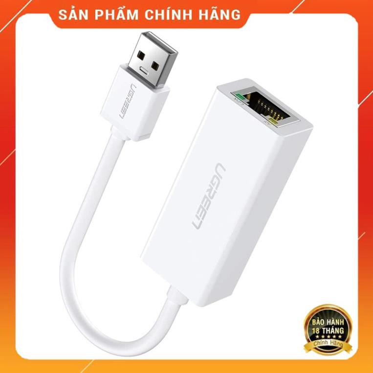 Ugreen 20253 - Cáp USB 2.0 to Lan RJ45 tốc độ 10/100Mbps cho Macbook -  Màu trắng ✔HÀNG CHÍNH HÃNG ✔