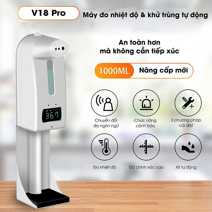 MÁY ĐO THÂN NHIỆT VÀ XỊT KHUẨN, SÁT KHUẨN V18 PRO