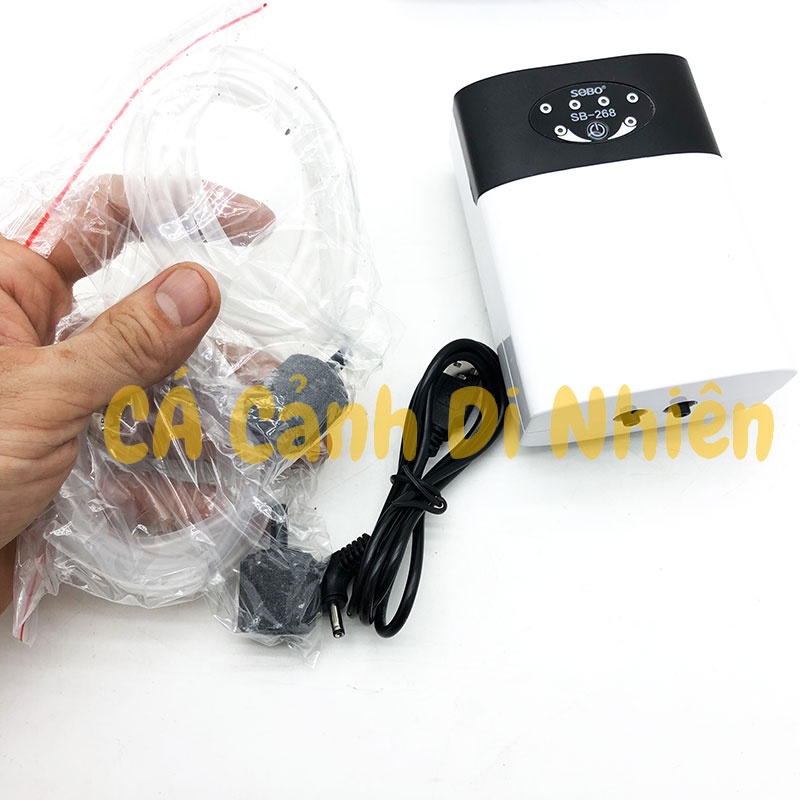 Máy sủi oxy TÍCH ĐIỆN 2 vòi SOBO SB-268 cho hồ cá máy oxy bể cá SB268