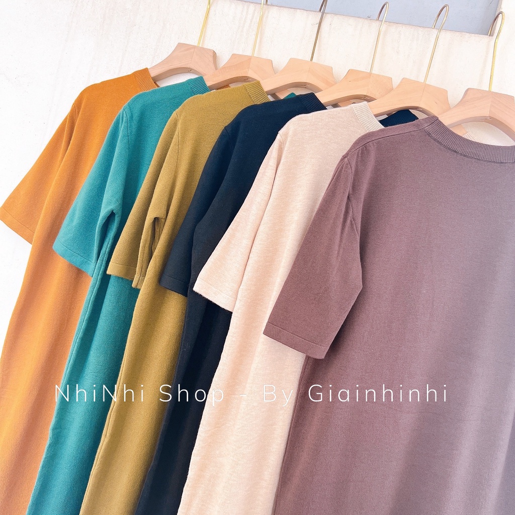 Váy suông len trơn dáng rộng dài siêu mịn, Đầm len form to VL1819 - NhiNhi Shop
