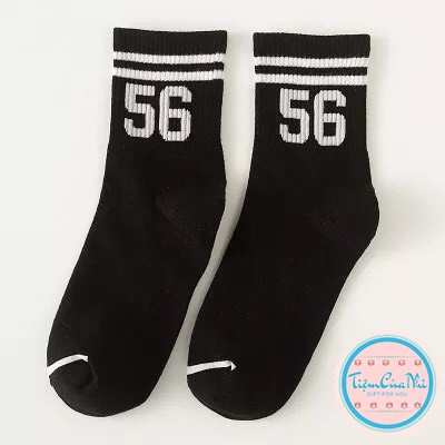 Vớ Tất cổ cao trơn nam nữ cotton đen trắng in hình chữ leave me alone, số trên cổ vớ phong cách Hàn Quốc Tiệm Của Nhi