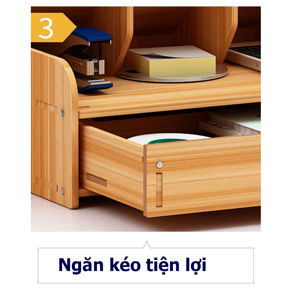 Tủ kệ gỗ để bàn, đựng bút, đựng văn phòng phẩm có ngăn kéo bằng gỗ B11 - phong cách Bắc Âu