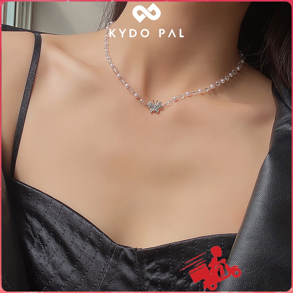 Vòng cổ nữ cá tính choker bướm ngọc đính trai dây chuyền thời trang MCK32 - KYDO PAL Phụ kiện trang sức