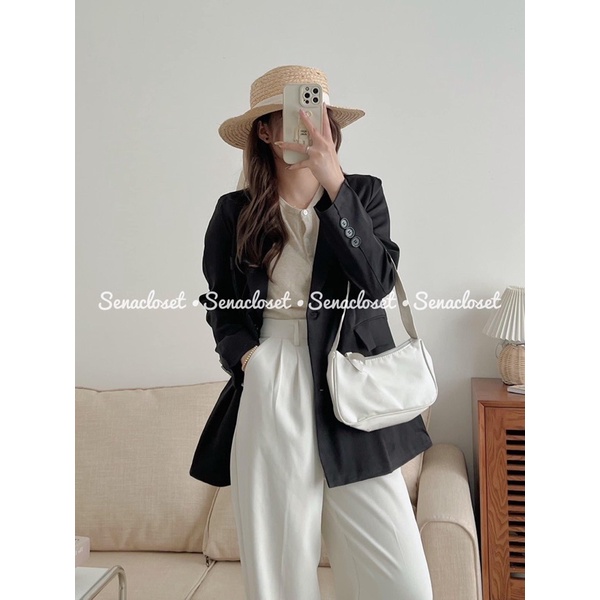 Áo Vest/ Blazer dáng rộng dài style Ulzzang Hàn Quốc có cúc tay (Ảnh thật/Video)