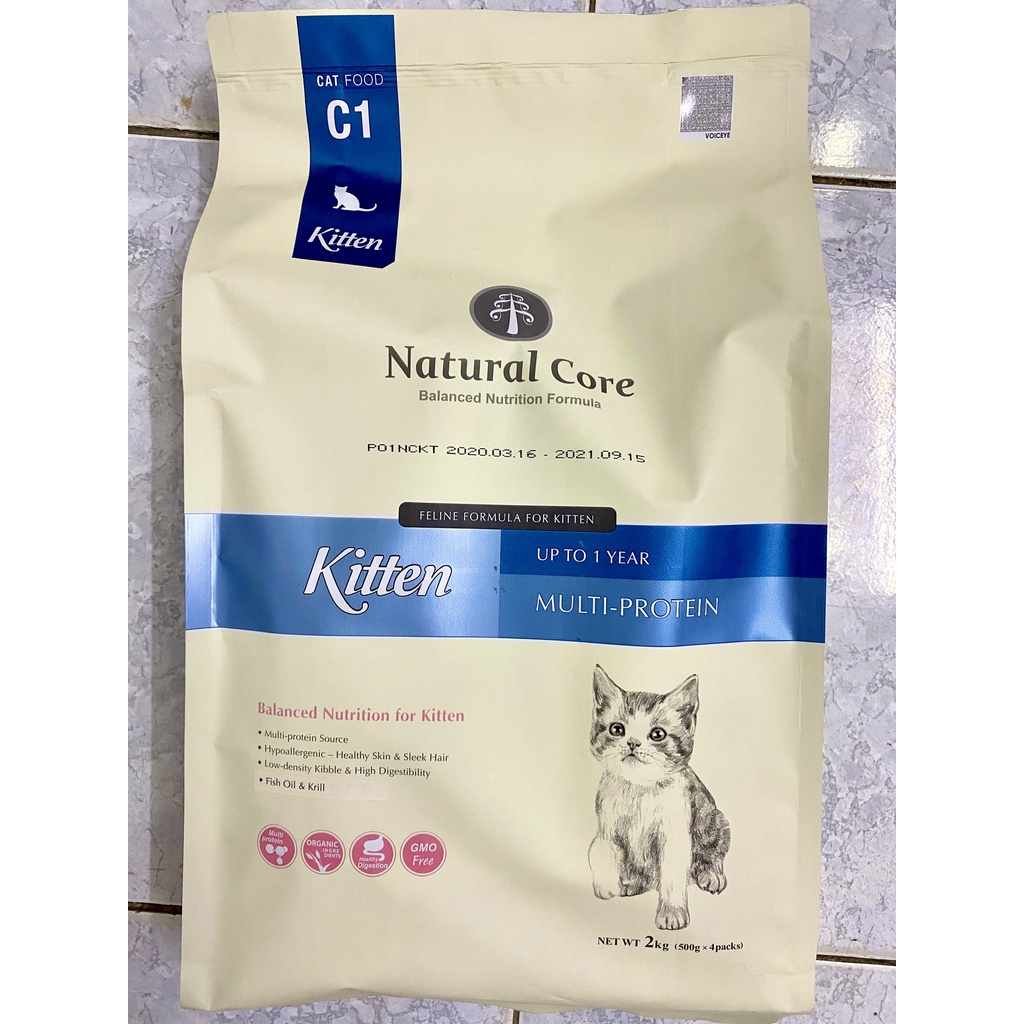 2kg THỨC ĂN NATURAL CORE C1 BENE KITTEN CHO MÈO CON Thành phần tốt cho sức khỏe, dành cho mèo con dưới 1 tuổi .