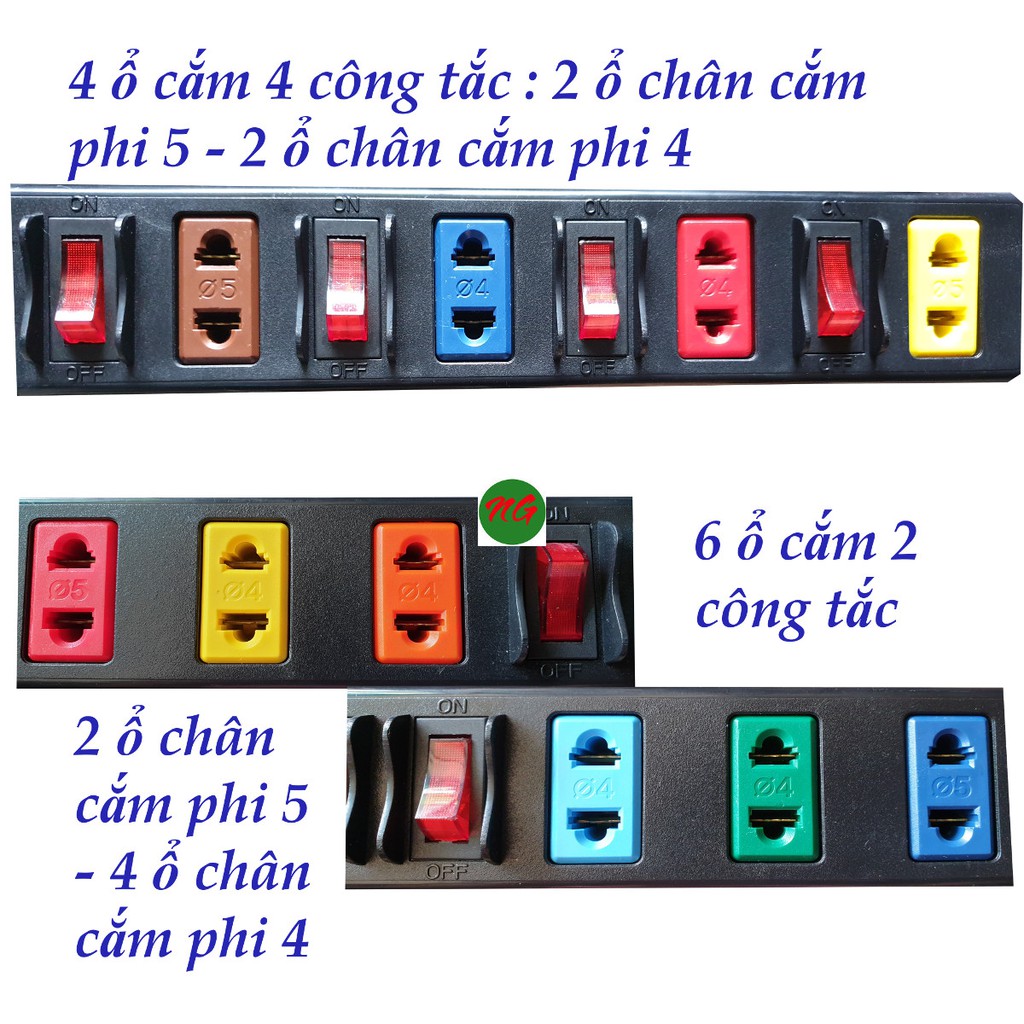 Ổ cắm điện 4 ổ cắm 4 công tắc / 6 ổ cắm 2 công tắc dây 3 mét 5 mét LIOA