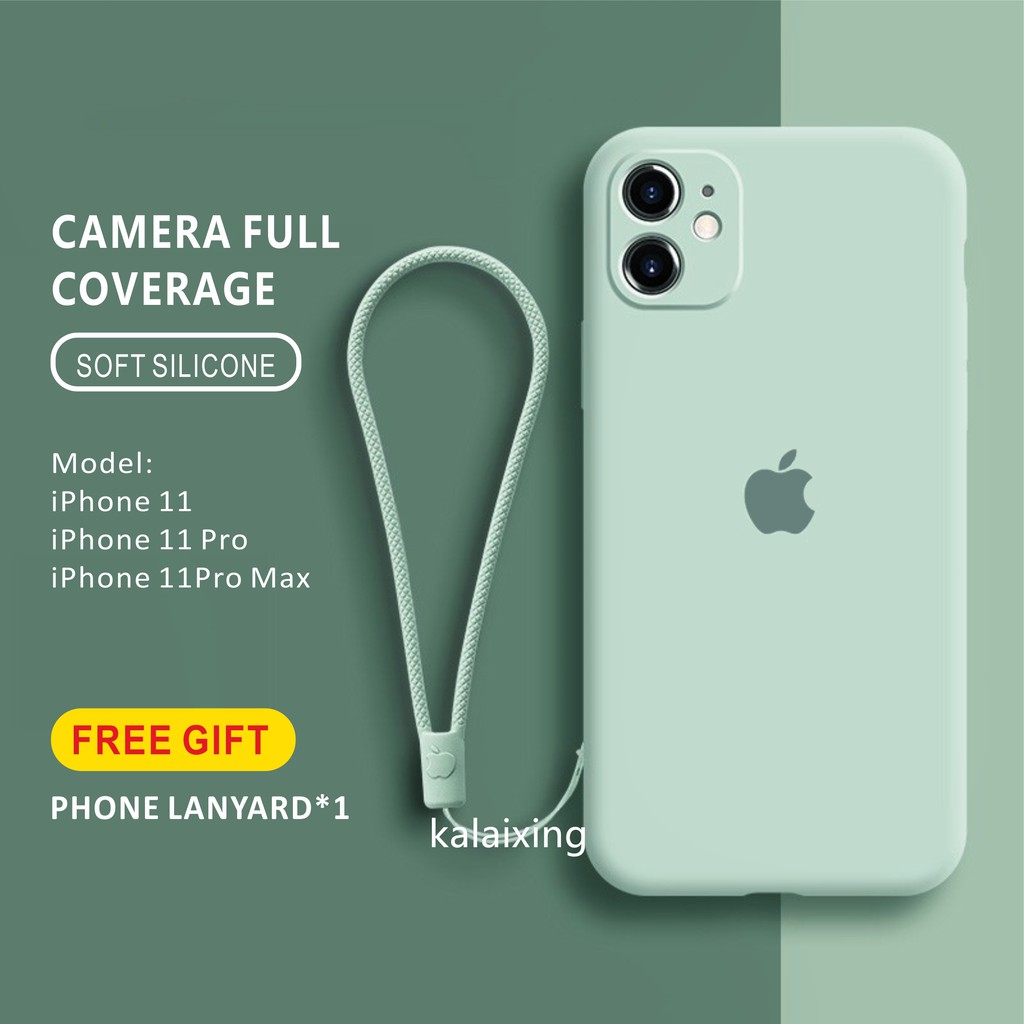 Ốp lưng silicone mềm hỗ trợ bảo vệ camera có dây đeo cho iPhone 11 / Pro / Max | BigBuy360 - bigbuy360.vn