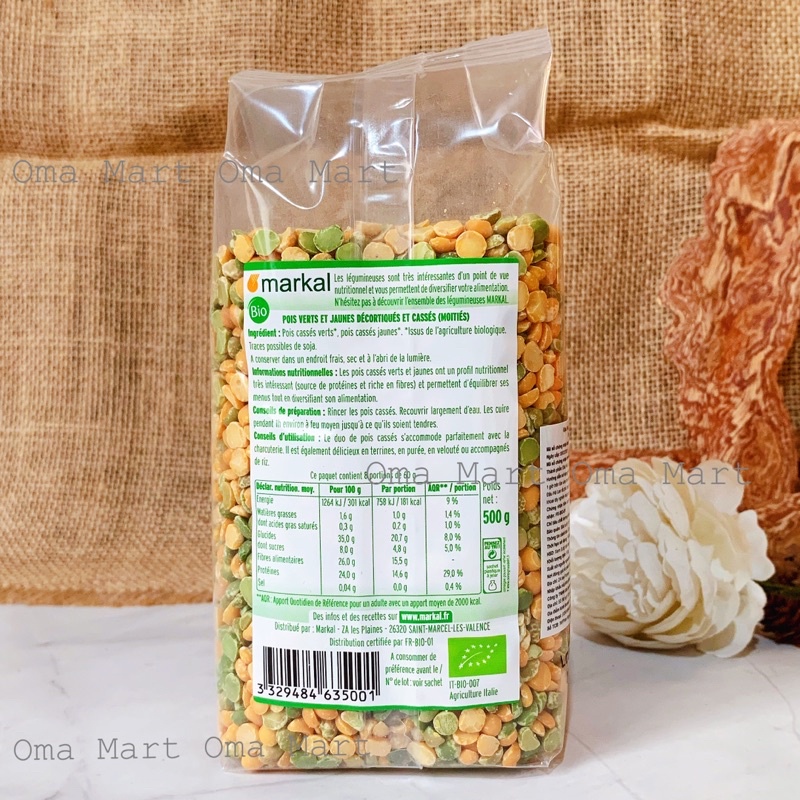  Đậu Hà Lan hữu cơ Markal (xanh & vàng) 500g