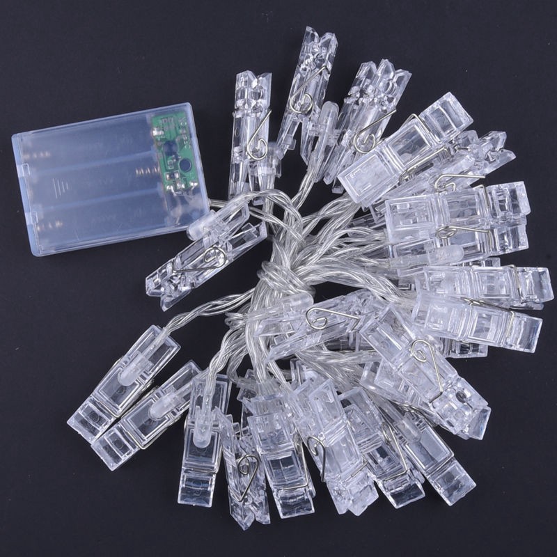 4m Dây đèn 40 LED hình chiếc kẹp treo ảnh trang trí đẹp mắt sáng tạo (lyfs)