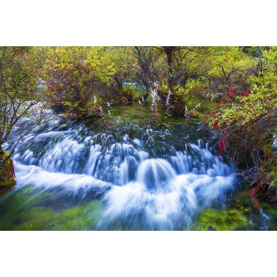 Tranh 3D phong cảnh thác nước chảy, sông suối nên thơ