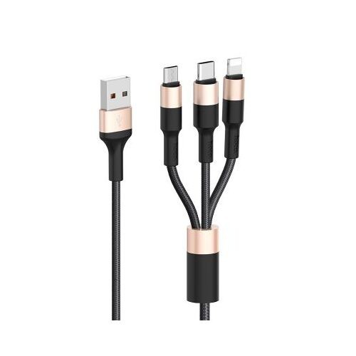 ⛔Cáp Sạc Nhanh 3 đầu ⛔Hoco X26 - Cổng linghtning, micro, typeC cho điện thoại iphone, samsung, oppo