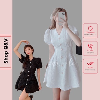 Váy gấm cúc ngọc , gấm xốp nhẹ nhàng, tôn dáng siêu sang SHOP QV 357