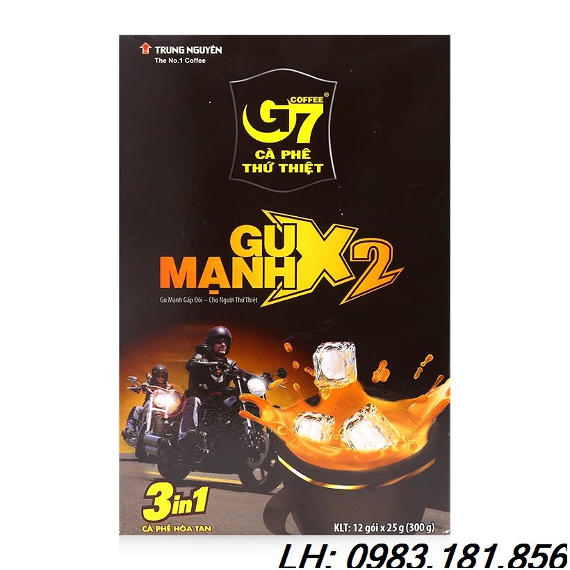 Cà Phê Hoà Tan G7 3in1 Gu Mạnh X2 Hộp 12 Gói 25gr