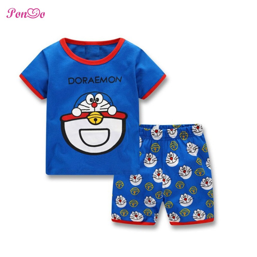 Bộ Đồ Ngủ Ngắn Tay In Hình Doraemon Dễ Thương Cho Bé Trai (2-7 Tuổi)