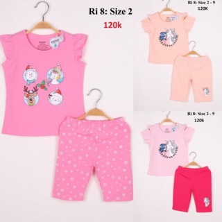Size 2-9 đồ bộ bé gái tay cánh tiên quần lửng thun cotton hiệu yoyo
