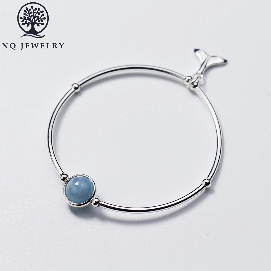 Lắc bạc phối hạt xanh biển - NQ Jewelry