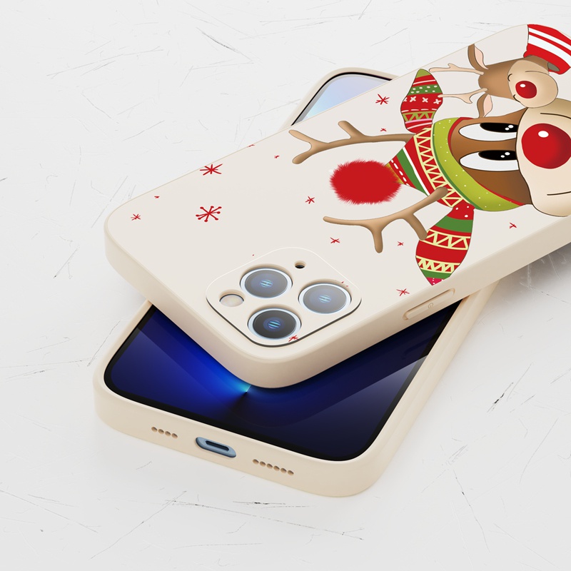 Ốp lưng iphone Ốp điện thoại SUNTAIHO silicone dẻo tuần lộc Giáng Sinh cho iPhone 13 12 11 Pro Max X XR XS Max 7 8 Plus 12Mini 13Mini