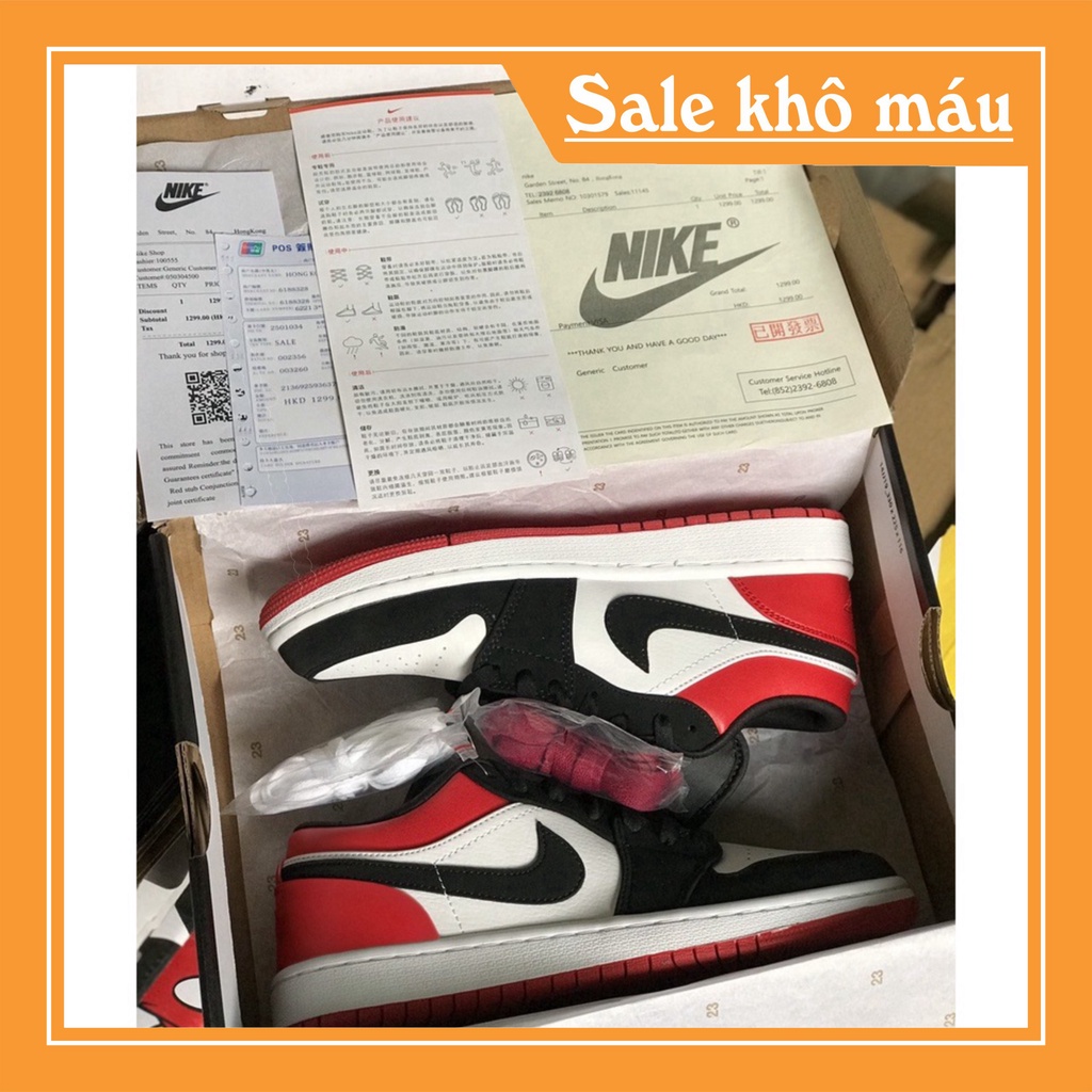 📢 Giày Thể Thao, Giày Sneaker Jordan Đỏ Đen Cổ Thấp