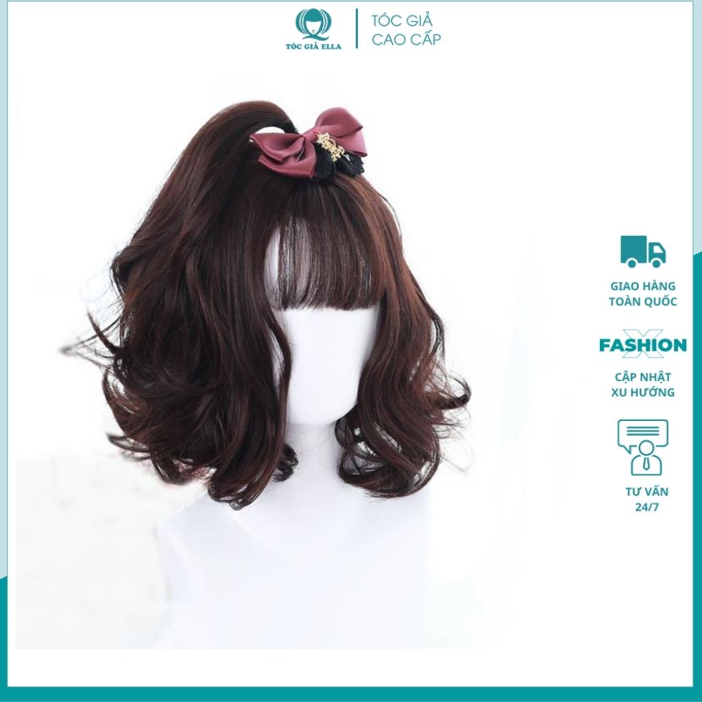 Tóc giả cả đầu ❤️FREESHIP❤️ Tóc giả nguyên đầu víc xoăn ngắn 20cm vàng tây D3038