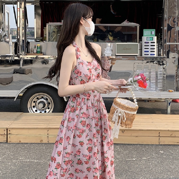 sexy đầm hồng đầm hở lưng đầm dài váy hoa nhí vintage váy tiểu thư sang chảnh váy cổ yếm đầm trễ vai váy tay bồng đầm bigsize nữ váy nữ xinh váy đi chơi đầm đi tiệc đầm nữ