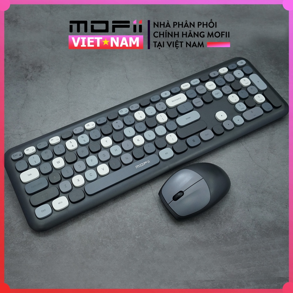 Combo Bàn Phím và Chuột không dây MOFII 666 Chính hãng Giả Cơ tương thích Win, MacOS, iPad, Điện thoại, Tivi