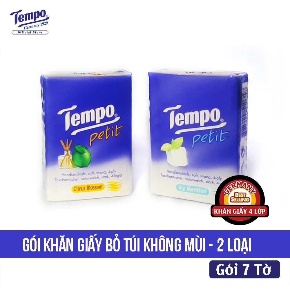 Gói Khăn Giấy Bỏ Túi 4 Lớp 2 Mùi Hương TEMPO - 7Tờ/Gói