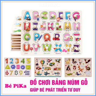 [ Bán Buôn/Sỉ ] Đồ chơi bảng ghép hình có núm gỗ cho bé
