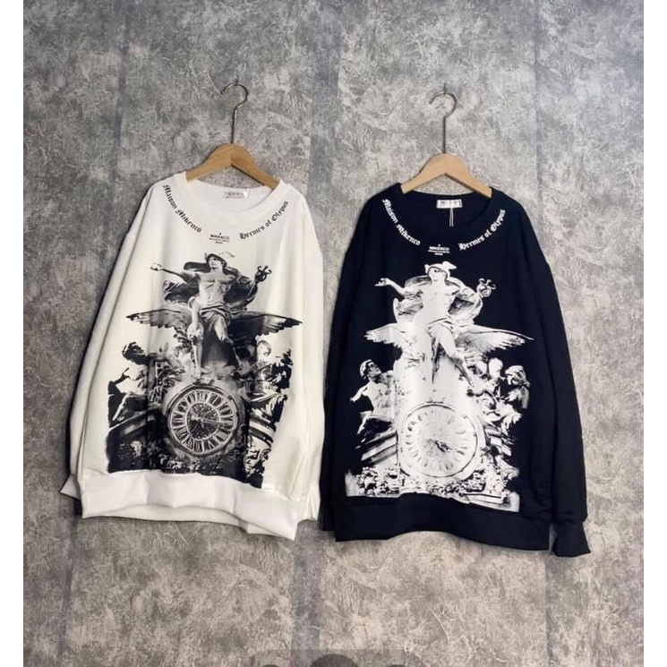 Áo Sweater Hình Tượng Thiên Chúa Form Rộng Unisex Tay Bồng Nam Nữ, Chất Nỉ Ngoại Mịn Đẹp Không Xù