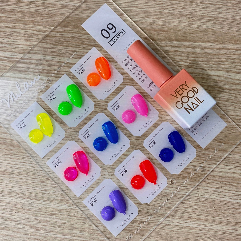 [03] Set sơn gel thạch 9 màu Very Good Nail chính hãng 15ml + tặng kèm bảng màu
