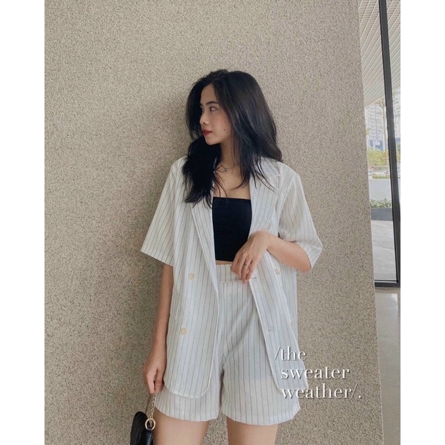 Set vest Blazer kẻ hiện đại hàng loại đẹp