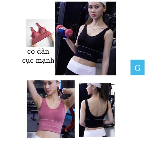 Áo bra nữ thể thao tập gym yoga dáng crop top 2 dây body rộng Đen Trắng Freesize Cao Cấp GYGA
