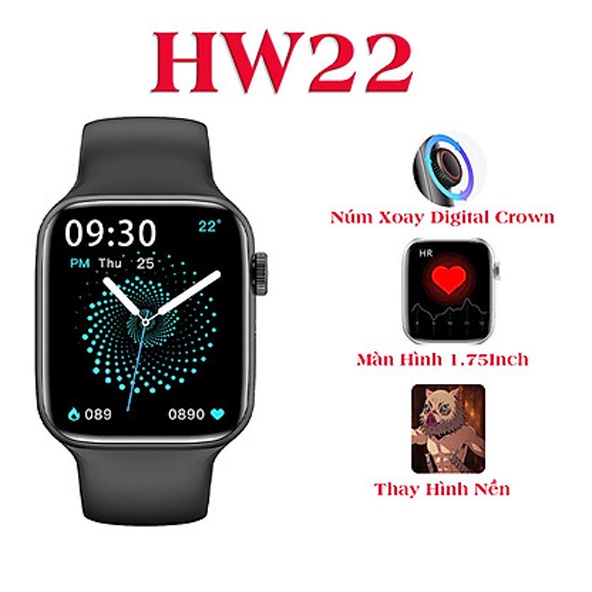 Đồng hồ thông minh Floveme - HW22 Pro, Smart watch Series 6, Sạc không dây, Chống nước IP67 , Nghe Gọi, Đo nhịp tim