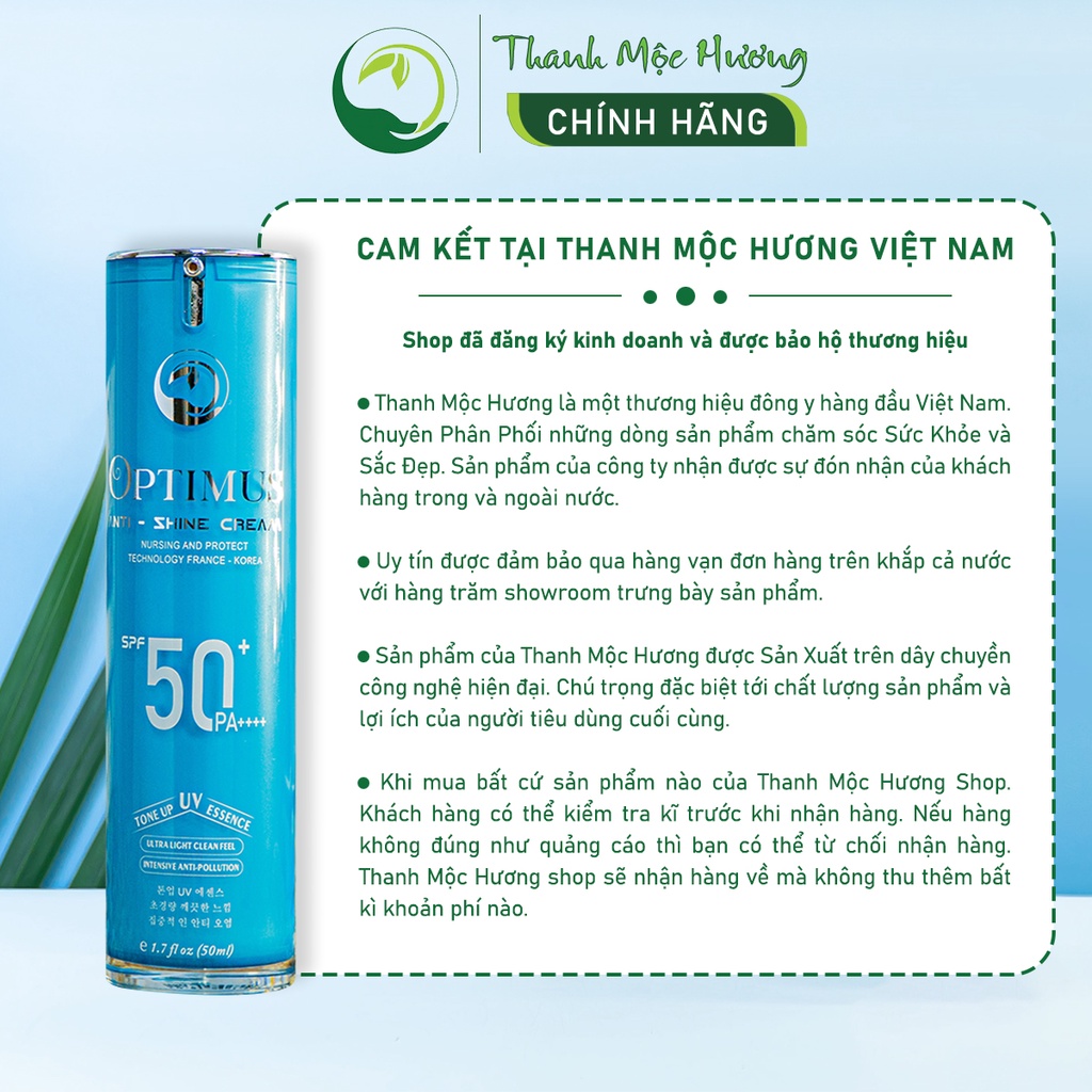 Kem chống nắng Optimus Thanh Mộc Hương dưỡng trắng bảo vệ da 50ml