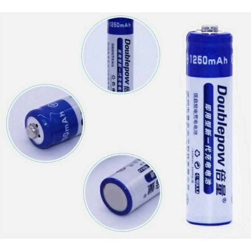 Pin sạc AAA 1250mAh Doublepow (Tặng hộp đựng)